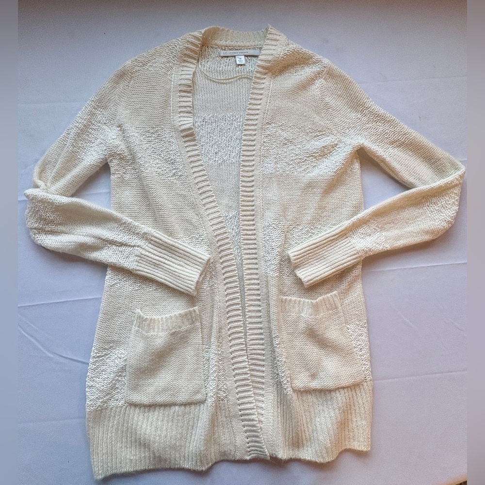 LC Lauren Conrad Ivory Open-Front Cardigan